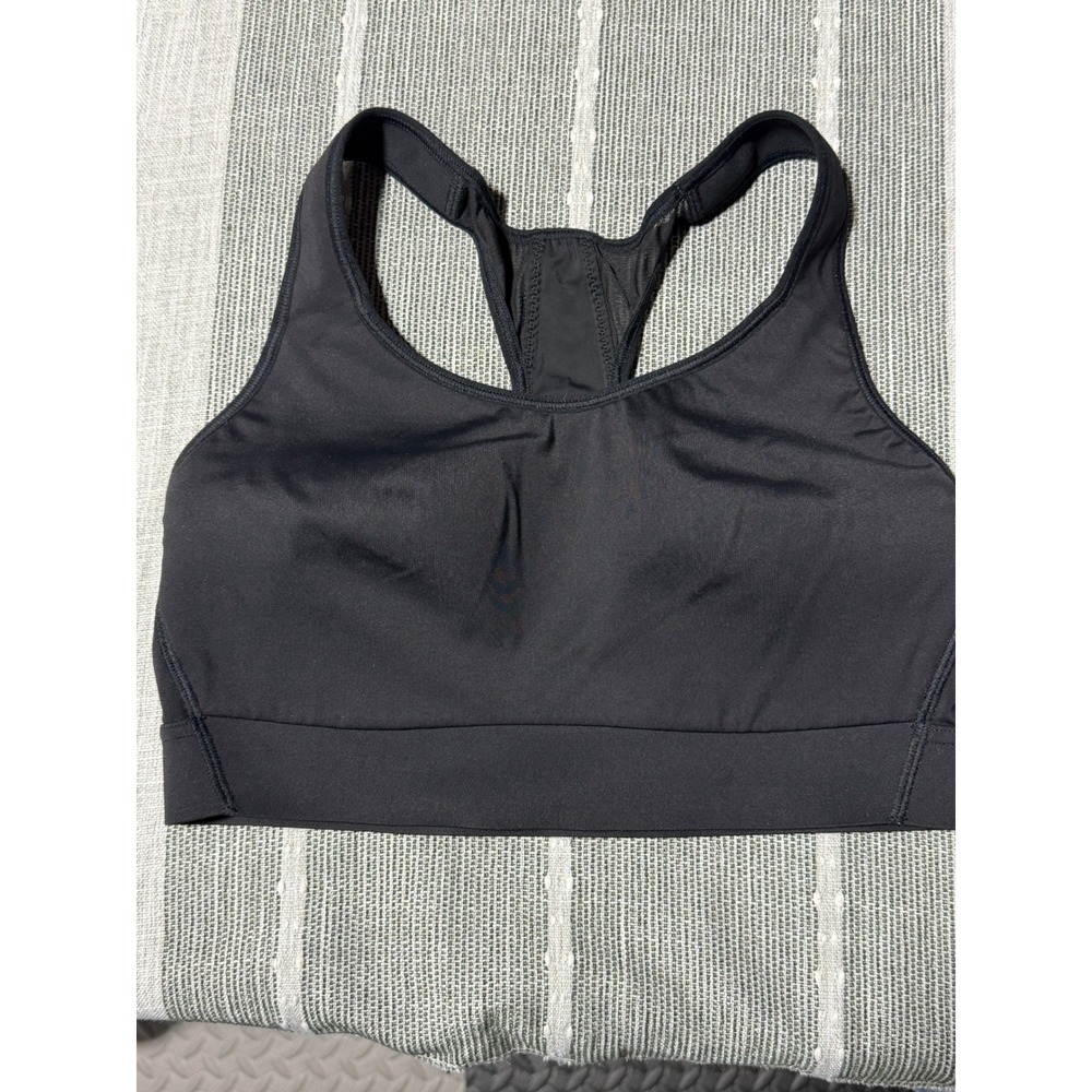 Athleta Black Racerback High Impact Sports Bra 34D/DD Mesh Back Training Workout